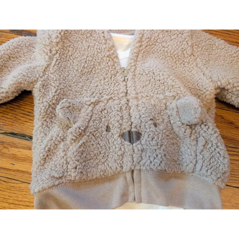 NWT Carters Cozy Bear Zip Hoodie Matching Thermal One Piece Infant Boys 6M